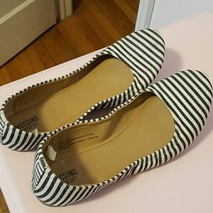 Merona flats, white and navy stripes